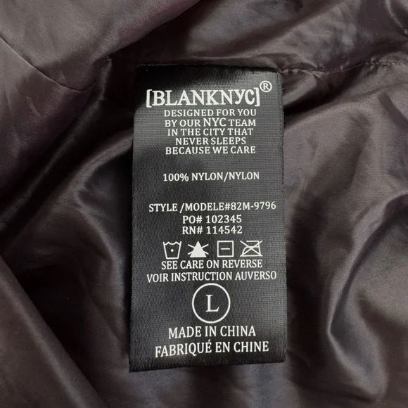 BLANKNYC Black Matte Funnel Neck Windbreaker Jacket Size L Large NWOT - Picture 15 of 16